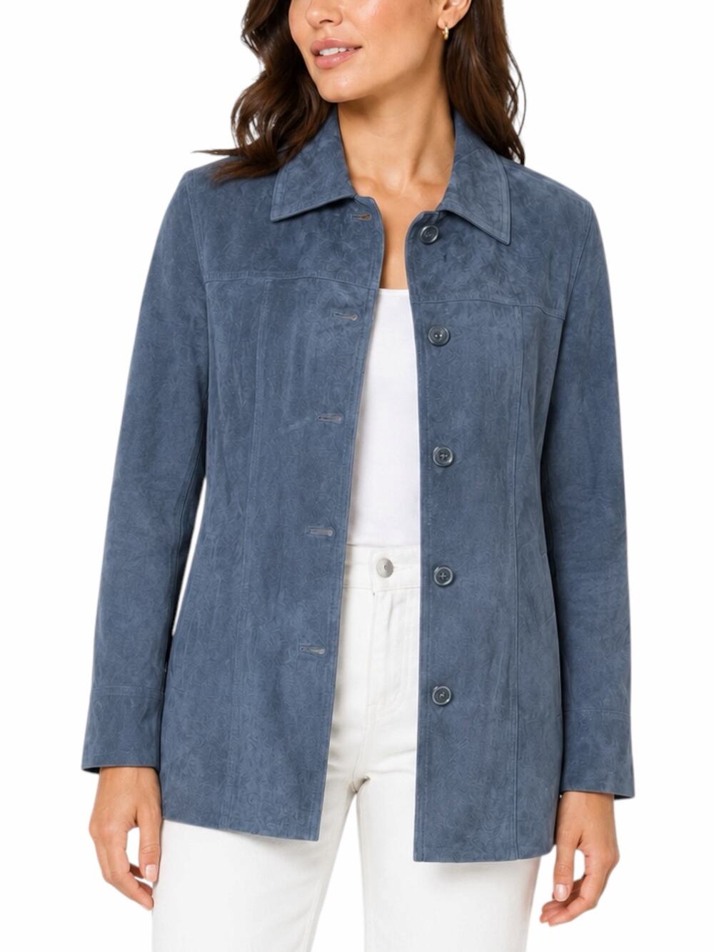 Classiques Entier Suede Jacket Button Front Vintage Blue Size L